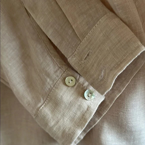 Tahari 100% LINEN Beige Long Sleeve Tunic - Picture 4 of 13